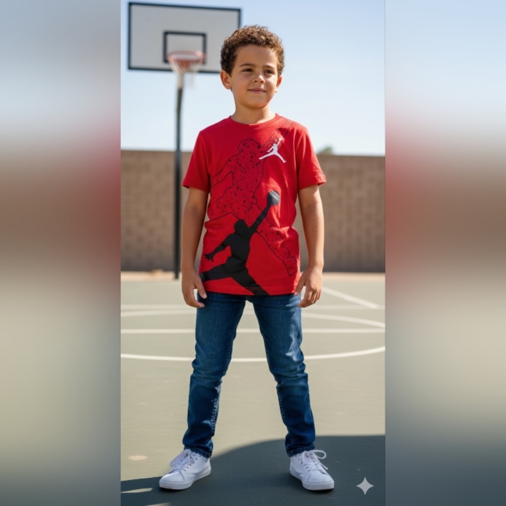 Jordan Kids Red Graphic T-Shirt Sz 7